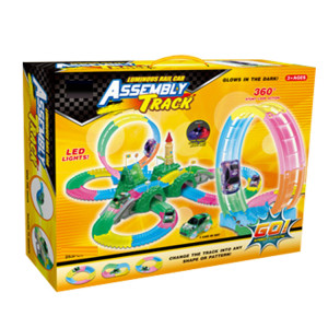 Set Masinute, Pista flexibila,157 Piese Neon lumineaza in intuneric - Img 3