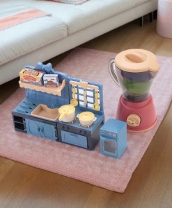 Set mini bucatarie pentru copii cu blender si accesorii, albastru