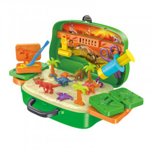 Set Plastilina pentru copii, Set creativ cu Dinozauri "Valiza pe roti" 2 in 1, maner portabil si roti, cu plastilina si accesorii forme - Img 10