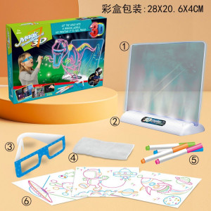 Tableta Magica Pentru Desen Magic 3D,Efecte de Iluminare, Modele de Desen cu Dinozauri, 4 Pixuri Colorate, Dezvolta Creativitatea si Imaginatia - Img 12