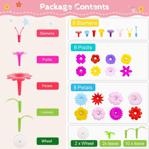 Gradina Creativa cu flori, Set joc de constructii forma Troller, roz - Img 10