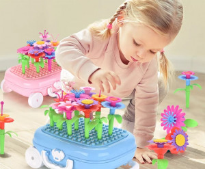 Gradina Creativa cu flori, Set joc de constructii forma Troller, - Img 3