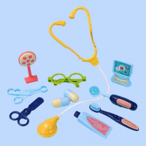 Jucarie de rol, trusa de doctor 4 in1 tip rucsac, geanta si birou "Balena Minunata", 39 accesorii incluse, portabil, bleu - Img 6