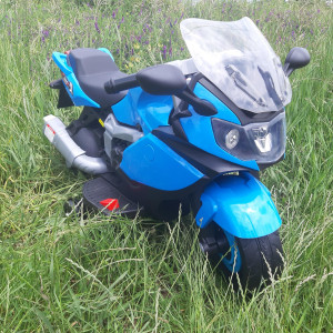 Jucarie Motocicleta Cu Acumulator Pentru Copii Cu Roti Ajutatoare, Mers Fata-Spate, Muzica Si Lumini, Mp3,Bleu - Img 12
