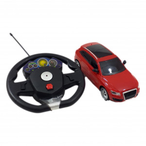 Masina Audi Q7, Fata-Spate-Stanga-Dreapta, Volan inclus, RC 1:18, rosu
