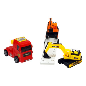 Set 3 masinute, 1xTrailer frictiune 2 xmini masini, cabina Rosu - Img 13