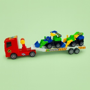 Set 3 masinute, Trailer frictiune cu 2 mini masini, Cabina Rosu - Img 12