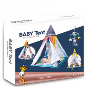 Set Cort de joaca pentru bebelusi, cu saltea pufoasa, stil indian Teepee - Img 12