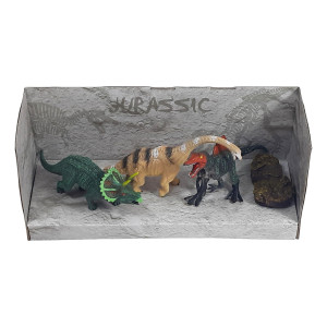 Set Figurine Dinozauri Mini, Aspect Realist Jurassic World, Accesorii roca, multicolor - Img 3