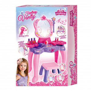 Set interactiv de rol, Masuta de Make-up cu accesorii pentru machiaj si coafura, include scaunel si multiple accesorii, muzica si lumini - Img 8