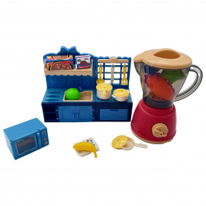 Set mini bucatarie pentru copii cu blender si accesorii, albastru - Img 4