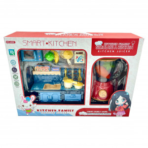 Set mini bucatarie pentru copii cu blender si accesorii, albastru - Img 7