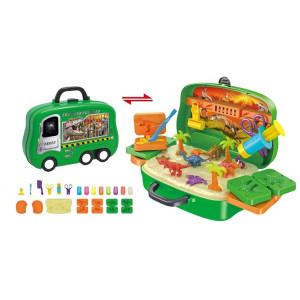 Set Plastilina pentru copii, Set creativ cu Dinozauri "Valiza pe roti" 2 in 1, maner portabil si roti, cu plastilina si accesorii forme - Img 11
