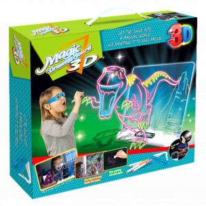 Tableta Magica Pentru Desen Magic 3D,Efecte de Iluminare, Modele de Desen cu Dinozauri, 4 Pixuri Colorate, Dezvolta Creativitatea si Imaginatia - Img 9