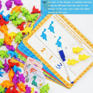 Joc educativ si cu dinozauri "Numaratoarea Dinozaurilor", Sorteaza, Potriveste, Numara si Compara, 72 Piese - Img 4