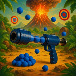 Set 2 Arme de jucarie Blaster Figurina Dinozaur Tyrannosaurus rex cu ventuza moale - Img 5