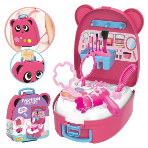 Set de Infrumusetare Pentru Fetite, Mini Rucsac Panda, Include 22 Accesorii, cu Maner Pentru Transport, Roz - Img 1