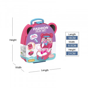 Set de Infrumusetare Pentru Fetite, Mini Rucsac Panda, Include 22 Accesorii, cu Maner Pentru Transport, Roz - Img 8