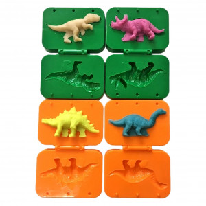 Set Plastilina pentru copii, Set creativ cu Dinozauri "Valiza pe roti" 2 in 1, maner portabil si roti, cu plastilina si accesorii forme - Img 7