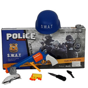 Set Politie Swat, accesorii justitie, pistol si casca incluse, Multicolor - Img 1