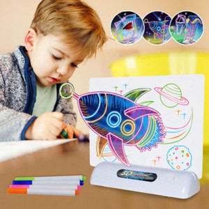 Tableta Magica Pentru Desen Magic 3D,Efecte de Iluminare, Modele de Desen cu Dinozauri, 4 Pixuri Colorate, Dezvolta Creativitatea si Imaginatia - Img 6