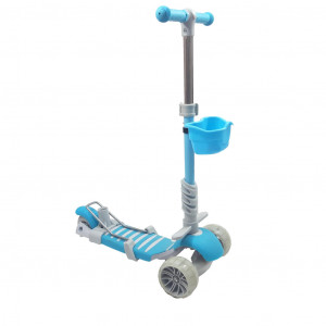 Trotineta Pentru Copii, MANINI, 5 in 1, Cu 3 Roti Luminoase, Ghidon Reglabil Pe Inaltime, Scaun Detasabil, Culoare Albastru - Img 15