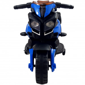 Jucarie Motocicleta Cu Acumulator Pentru Copii, Claxon, Functie De Ajustare A Vocii, Mers Fata-Spate, Cu Roti Ajutatoare, Mp3, Albastra - Img 4