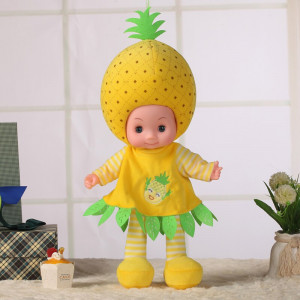 Papusa muzicala Ananas, bumbac 36cm, 3 melodii pentru copii