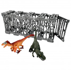 Set 2 Figurine Dinozaur, Tyrannosaurus Rex Utah Raptor in cusca, 17 cm - Img 3