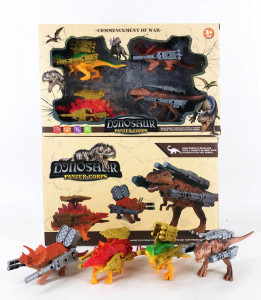 Set 4 Figurine Dinozaur, Medii blindati cu arme tip military, Multicolor - Img 2