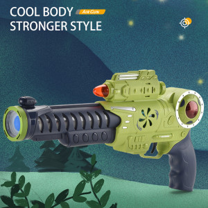 Set Arma de jucarie pentru copii, cu pistol de aer moale luminos, echipat cu schimbator, sunet si lumini colorate, cu tinta, Verde - Img 6