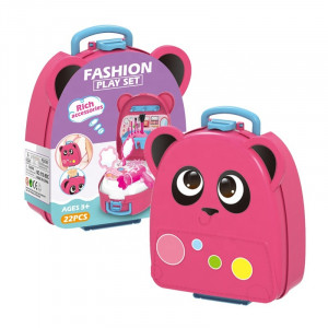 Set de Infrumusetare Pentru Fetite, Mini Rucsac Panda, Include 22 Accesorii, cu Maner Pentru Transport, Roz - Img 4