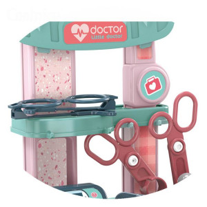 Set de Joaca, Trusa Medicala pentru copii 3in1, Transformabila in Cabinet Medical, in Forma de Valiza cu Maner, Include Stetoscop, Ochelari, Seringa, Foarfeca, Usor de Asamblat,27 cm Latime - Img 12