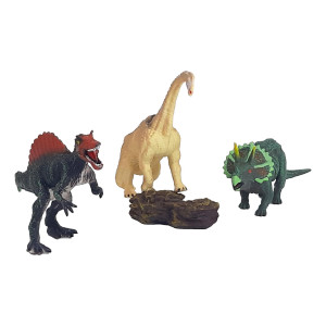 Set Figurine Dinozauri Mini, Aspect Realist Jurassic World, Accesorii roca, multicolor - Img 1