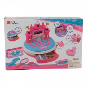 Casa de Marcat, Model Castel Printese, include calculator real, Scanner de Produse si Multiple accesorii de infrumusetare fetite, Roz - Img 6