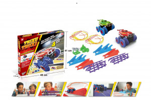 Circuit pista masini Trix Trux 2 masinute merg pe sfoara, Multicolor - Img 5