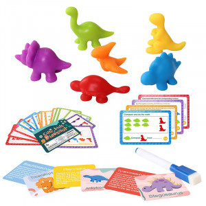 Joc educativ si cu dinozauri "Numaratoarea Dinozaurilor", Sorteaza, Potriveste, Numara si Compara, 72 Piese - Img 6