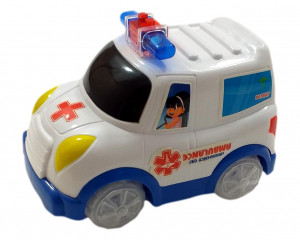 Masina, Ambulanta cu Sunete si Lumini, Rotile si Girofarul Lumineaza - Img 5