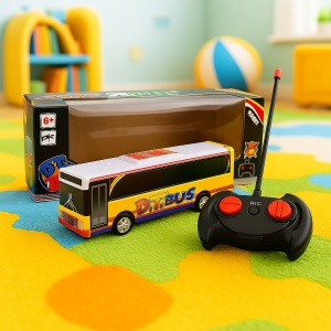 Masinuta Autobuz cu telecomanda, muzica si lumini, scara 1:30, Galben - Img 2