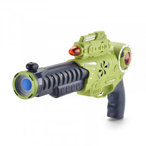 Set Arma de jucarie pentru copii, cu pistol de aer moale luminos, echipat cu schimbator, sunet si lumini colorate, cu tinta, Verde - Img 14