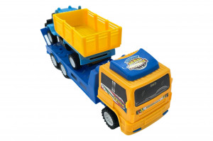 Set Camion de jucarie cu trailer tractare si camion cu remorca, Galben - Img 5