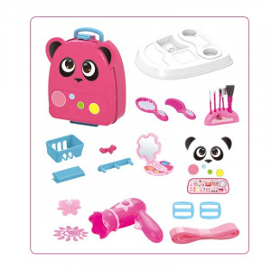 Set de Infrumusetare Pentru Fetite, Mini Rucsac Panda, Include 22 Accesorii, cu Maner Pentru Transport, Roz - Img 2