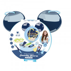 Set joaca rol, Mini Trusa Asistenta Doctor, tip geanta de umar forma Mickey, 16 accesorii multiple, Albastru - Img 5