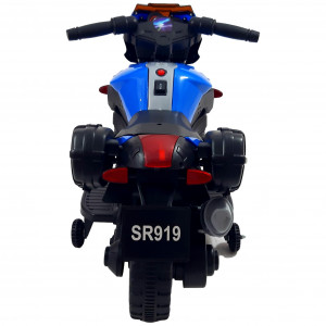 Jucarie Motocicleta Cu Acumulator Pentru Copii, Claxon, Functie De Ajustare A Vocii, Mers Fata-Spate, Cu Roti Ajutatoare, Mp3, Albastra - Img 5