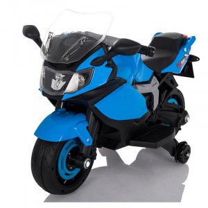 Jucarie Motocicleta Cu Acumulator Pentru Copii Cu Roti Ajutatoare, Mers Fata-Spate, Muzica Si Lumini, Mp3,Bleu - Img 8