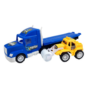 Set 2 masinute,1 x Tractor inertial, 1x masinuta, cabina albastru - Img 4