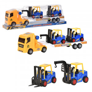 Set 3 masinute, Camion cu frictiune si 2 x mini masini, cabina galbena - Img 2