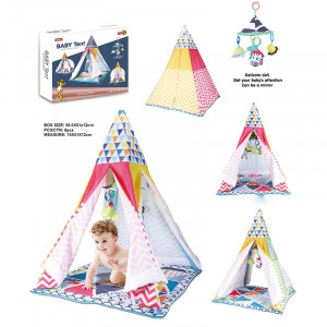 Set Cort de joaca pentru bebelusi, cu saltea pufoasa, stil indian Teepee - Img 8