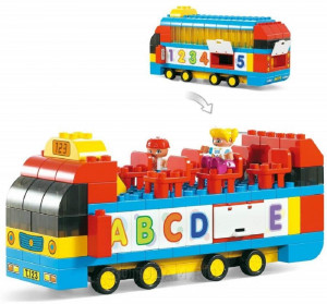 Set de constructii Autobuz cu 2 figurine,119 piese, milticolor - Img 13