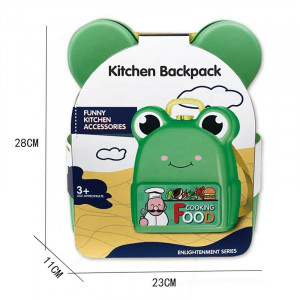 Set joaca rol, Bucatarie tip Ghiozdan, forma broscuta, accesorii incluse, Verde - Img 9